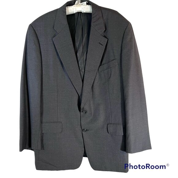 Hickey Freeman 100% Wool Vintage Blazer Sport Coat Jacket Gray 2 Button 46 Long - Picture 1 of 11